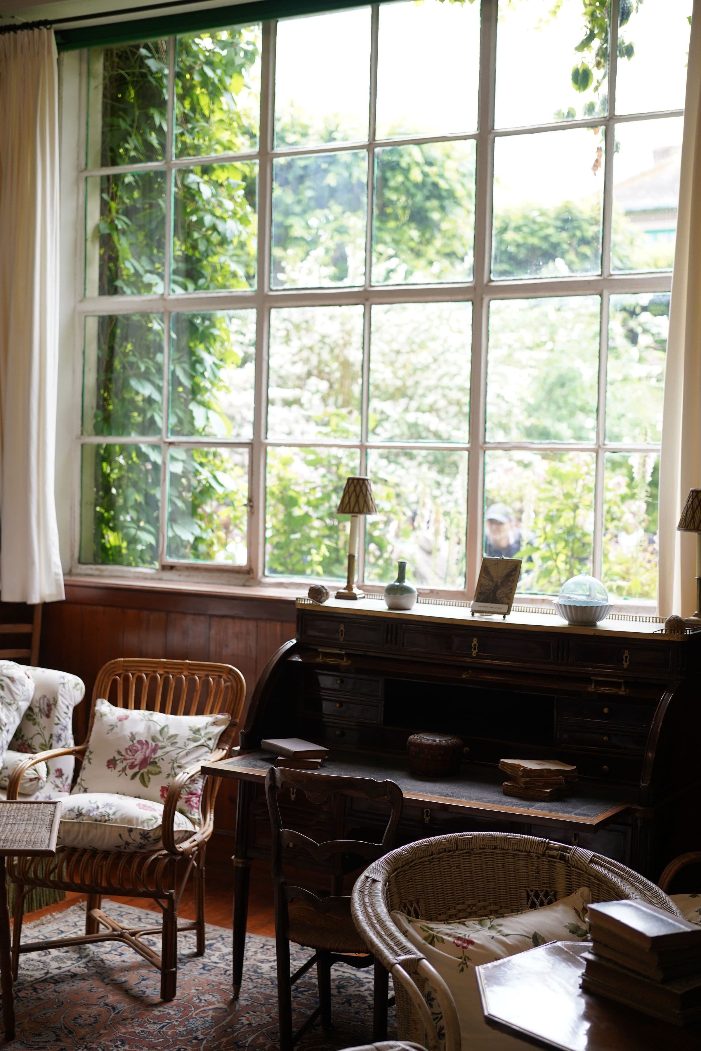 Tall original windows overlooking a garden