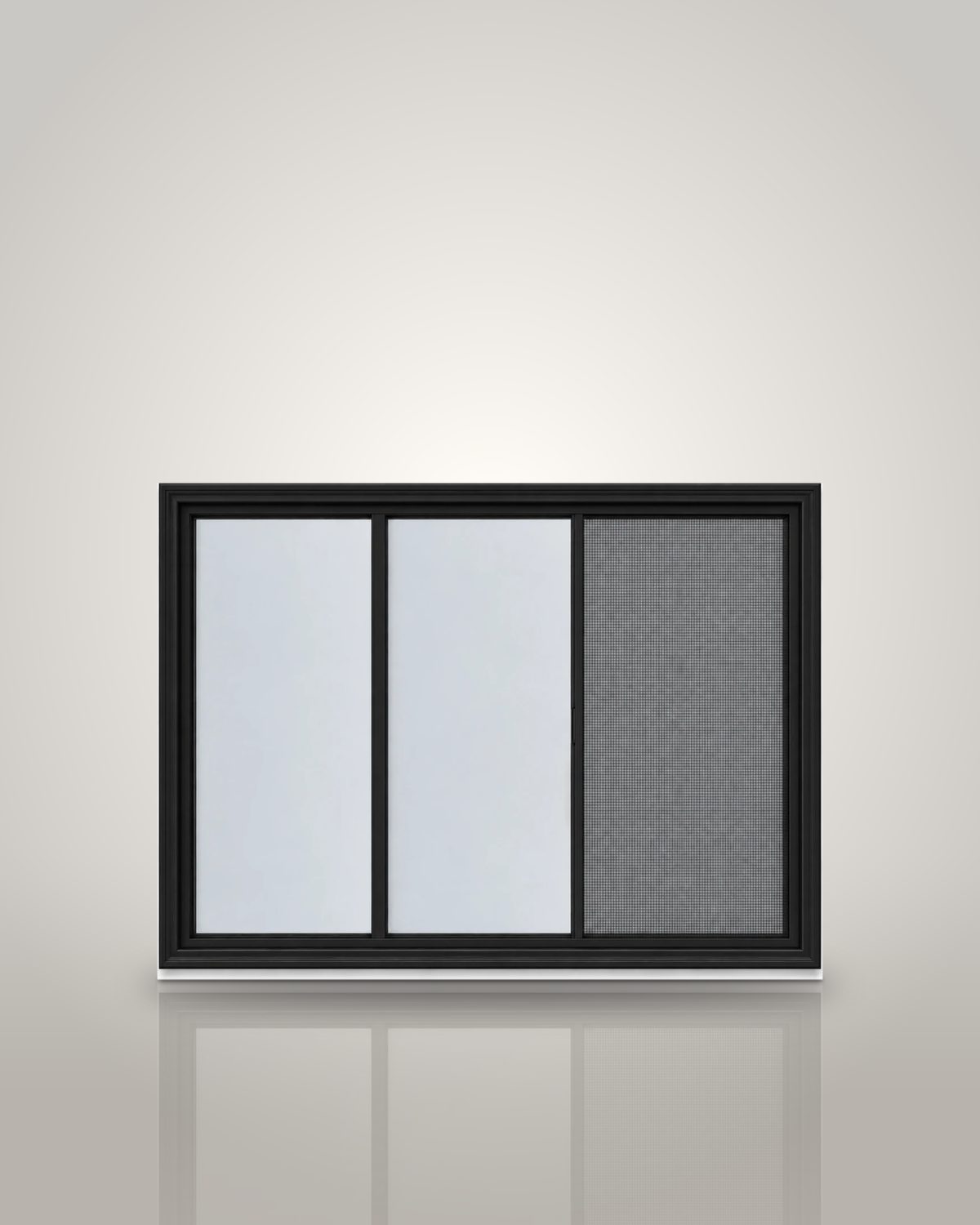 Horizontal Triple-Track Storm Window with Exterior Half Screen