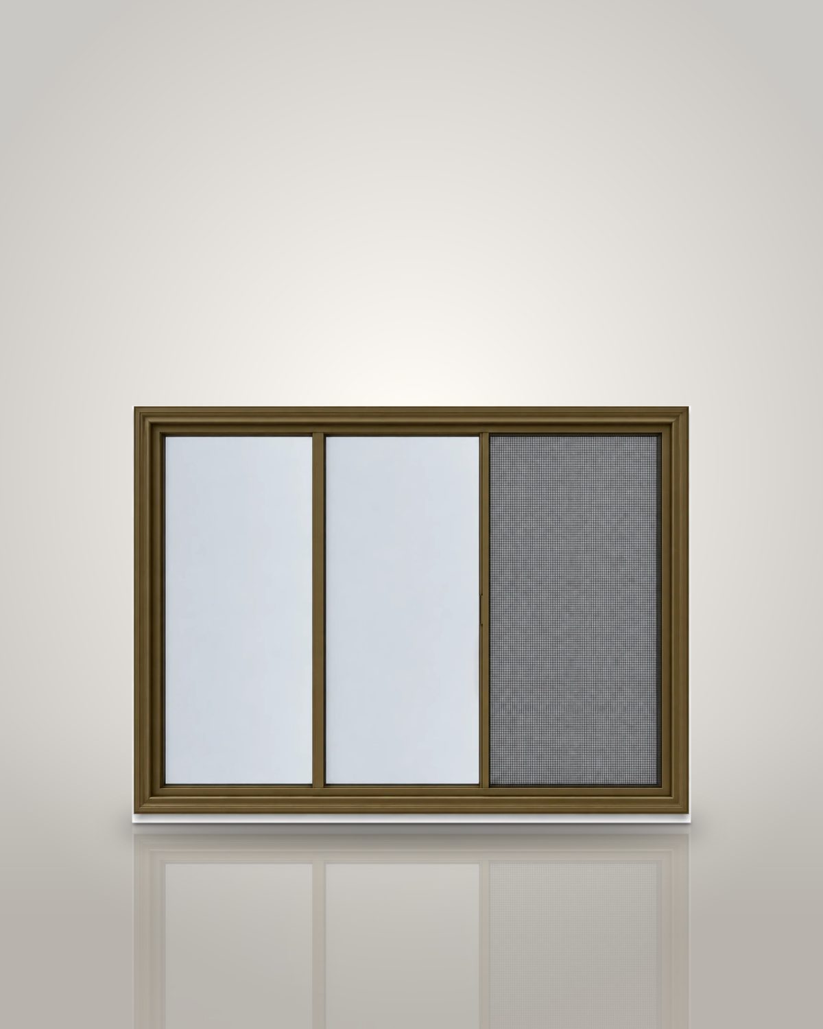 Horizontal Triple-Track Storm Window with Exterior Half Screen