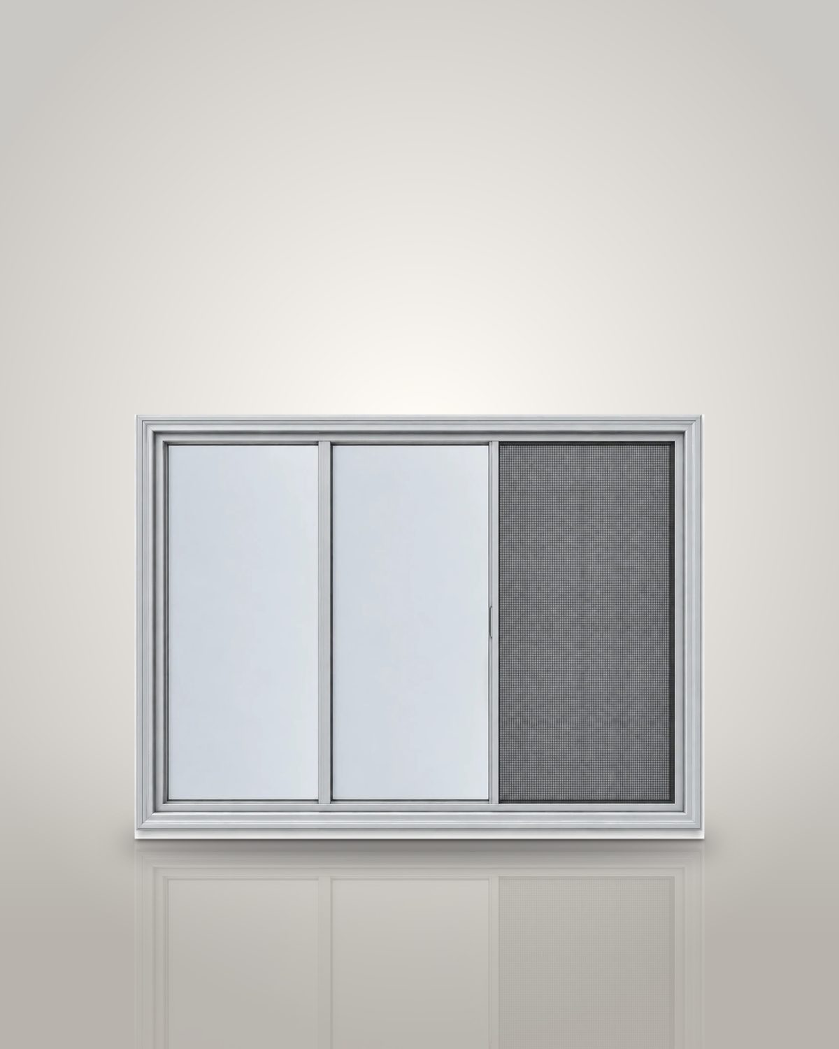 Horizontal Triple-Track Storm Window with Exterior Half Screen