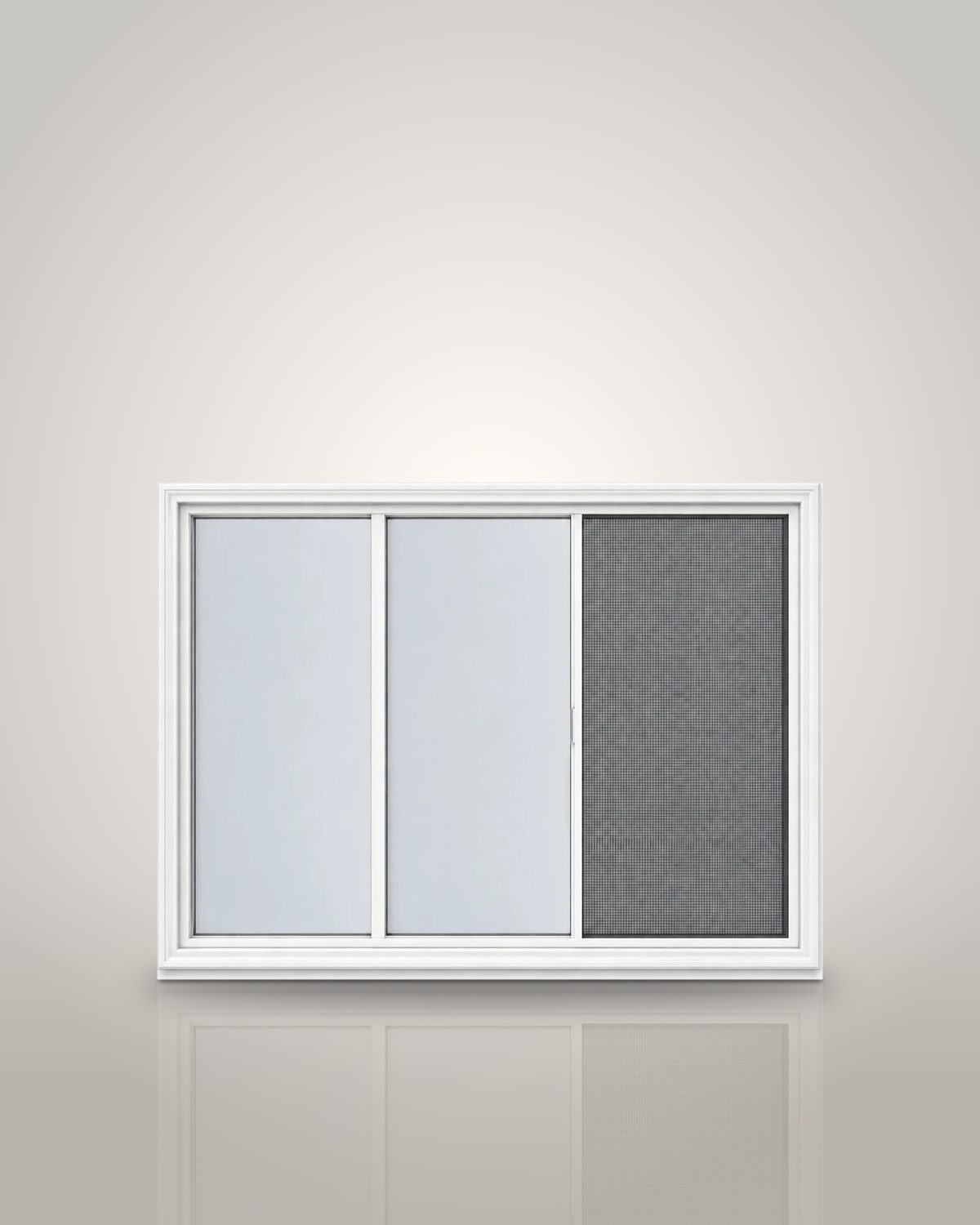 Horizontal Triple-Track Storm Window with Exterior Half Screen