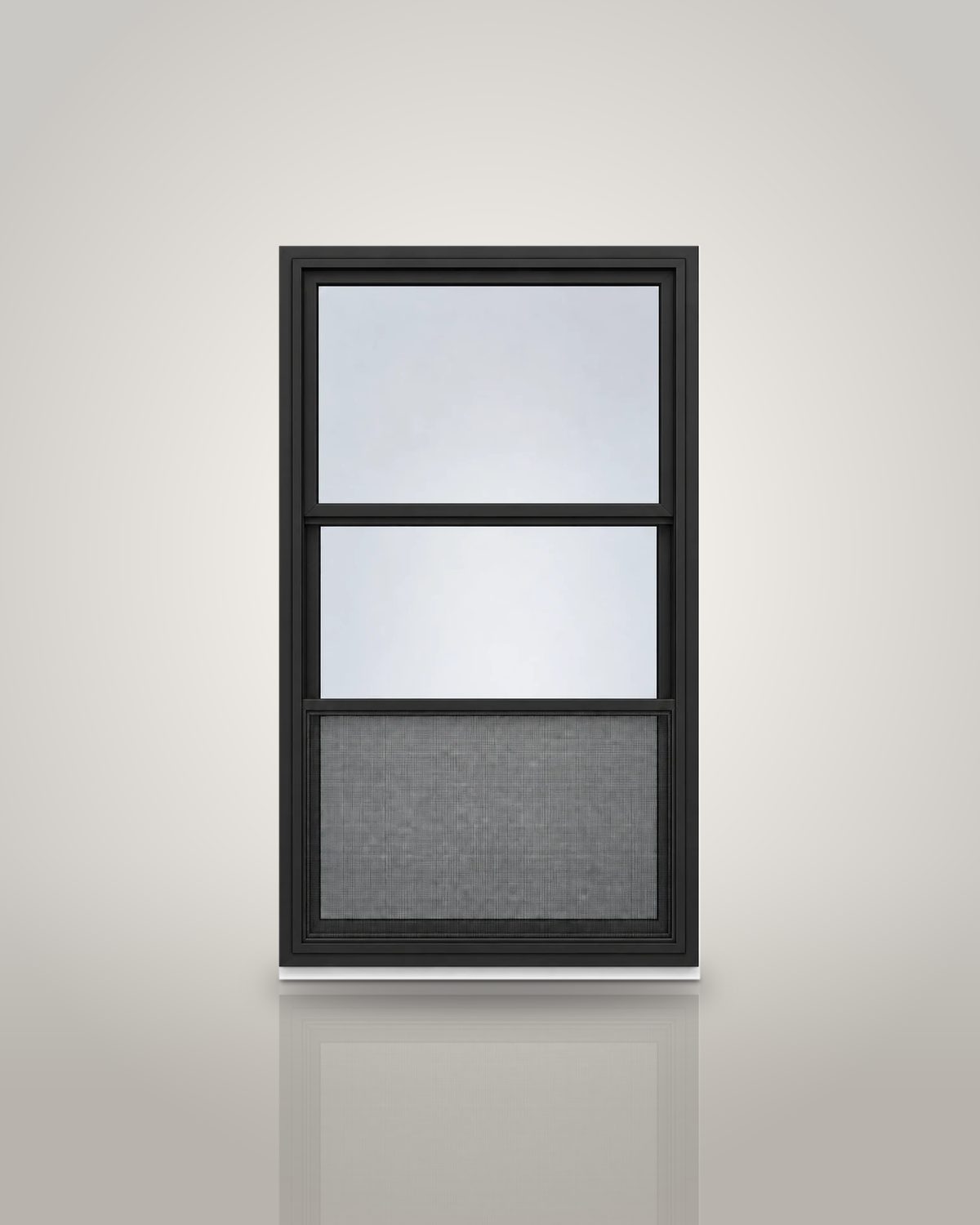 Vertical Triple-Track Storm Window with Exterior Half Screen