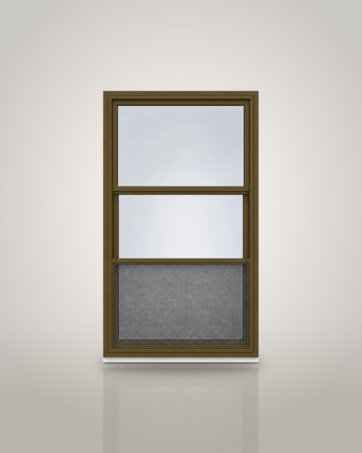 Vertical Triple-Track Storm Window with Exterior Half Screen