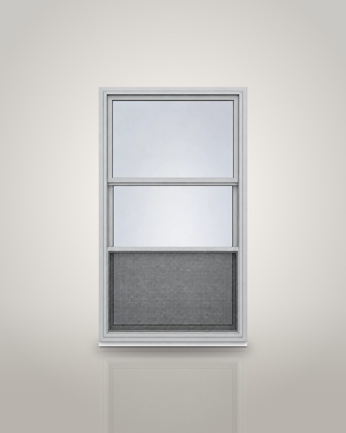 Vertical Triple-Track Storm Window with Exterior Half Screen