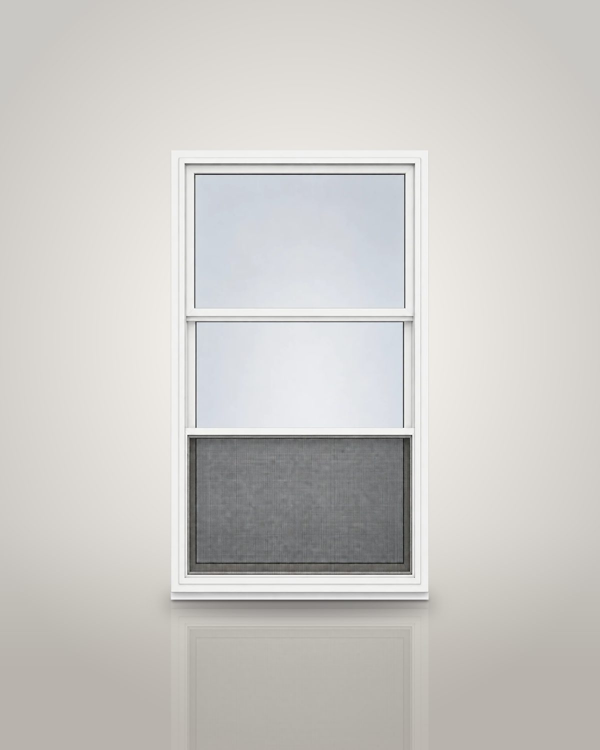 Vertical Triple-Track Storm Window with Exterior Half Screen