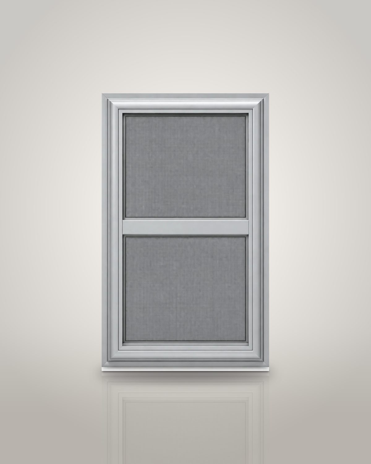 Vertical triple-track storm window with two screens