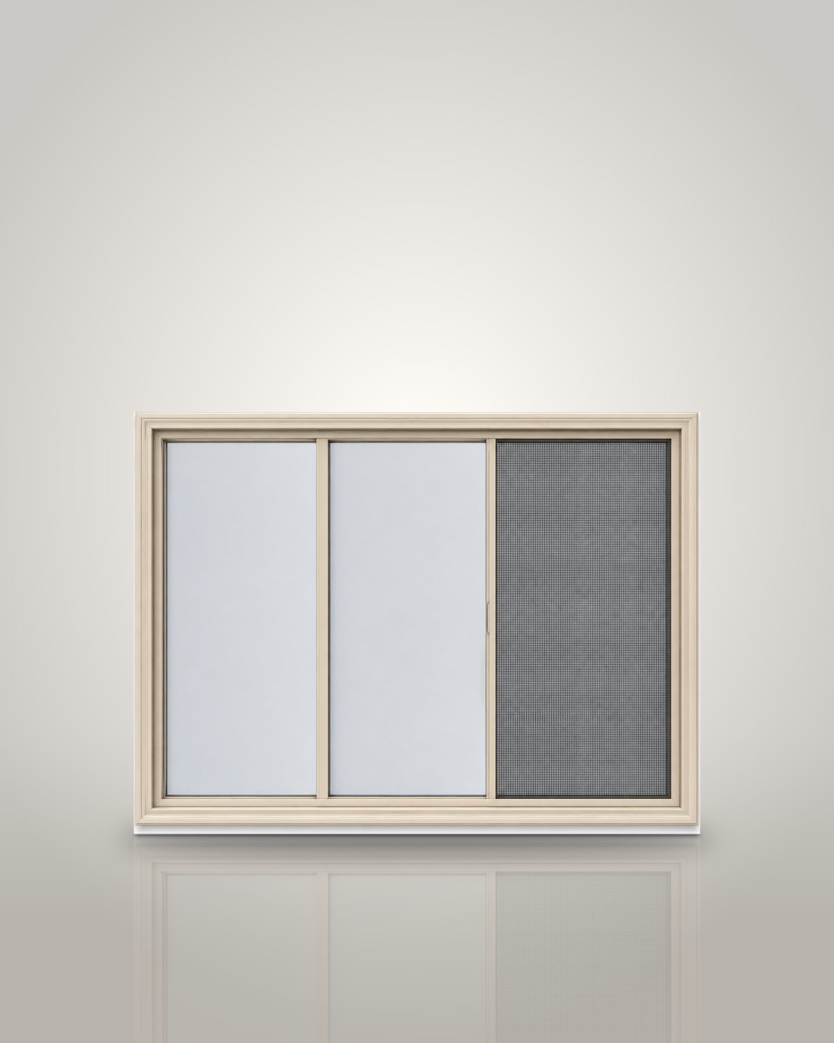 Horizontal Triple-Track Storm Window with Exterior Half Screen