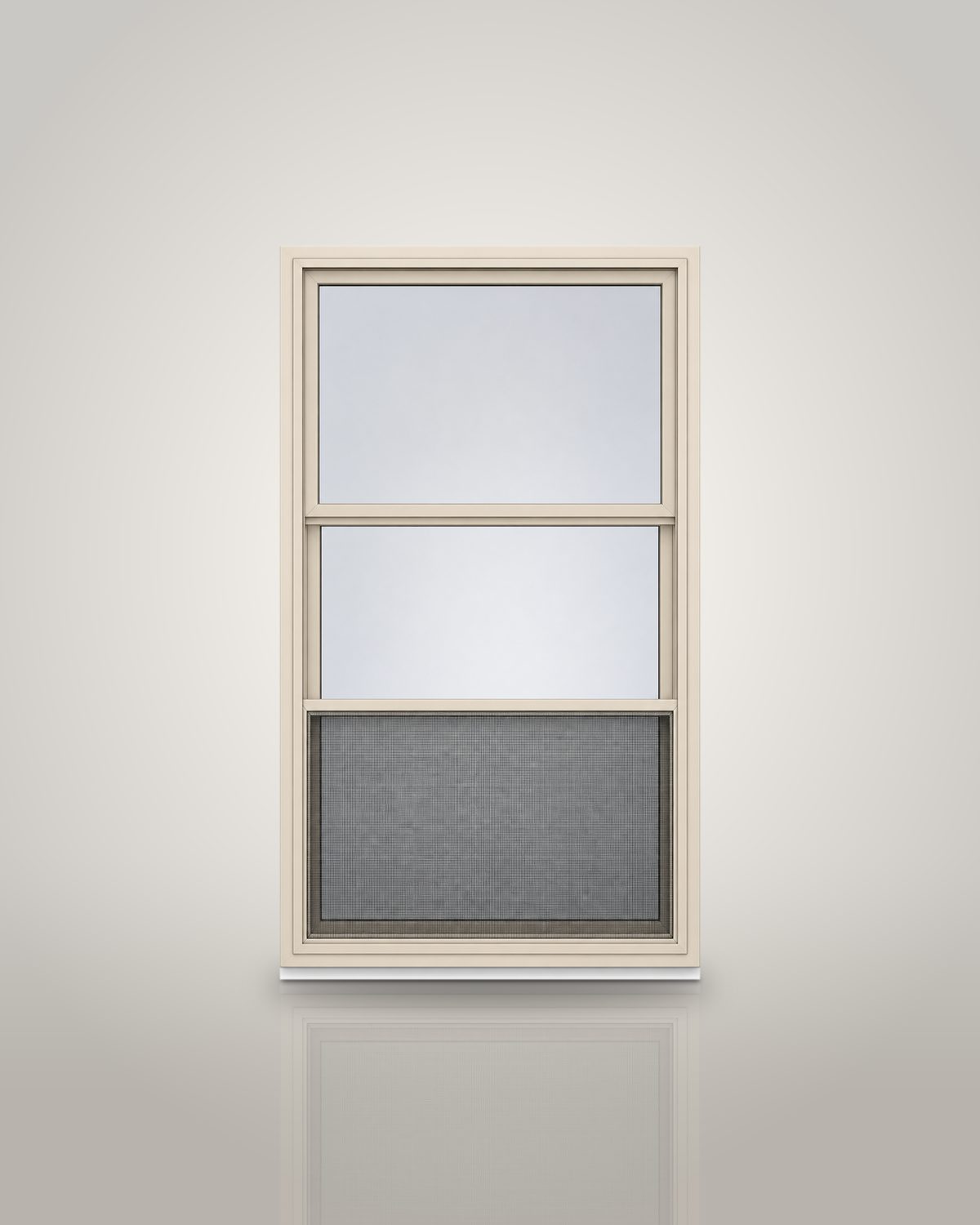 Vertical Triple-Track Storm Window with Exterior Half Screen