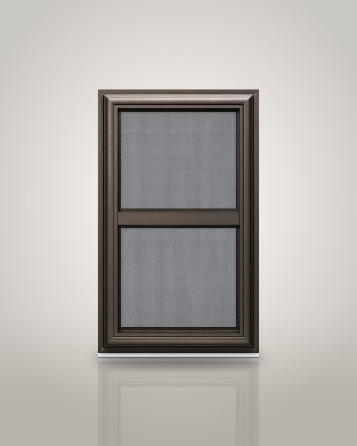 Vertical triple-track storm window with two screens