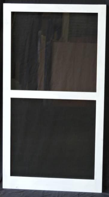 Painted self-storing wood storm window exterior face