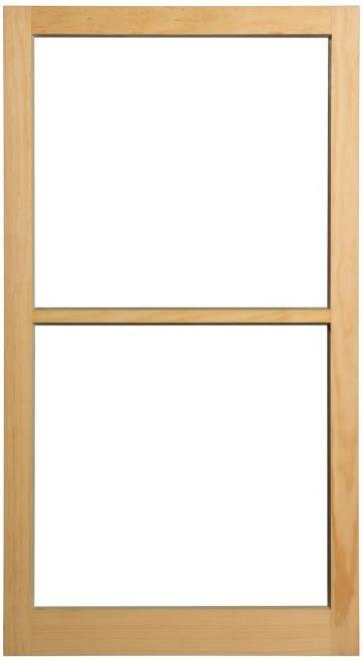 Traditional wood storm window exterior face with center bar