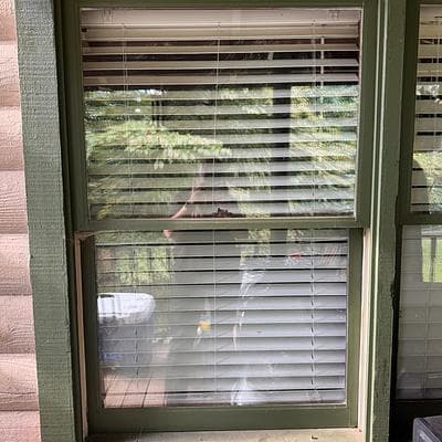 Interior storm window installed in Nancy’s Augusta home